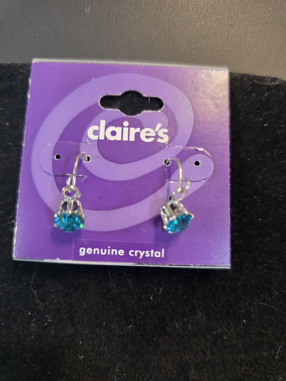 #290 Claire's Teal Crystal Dangle Earrings